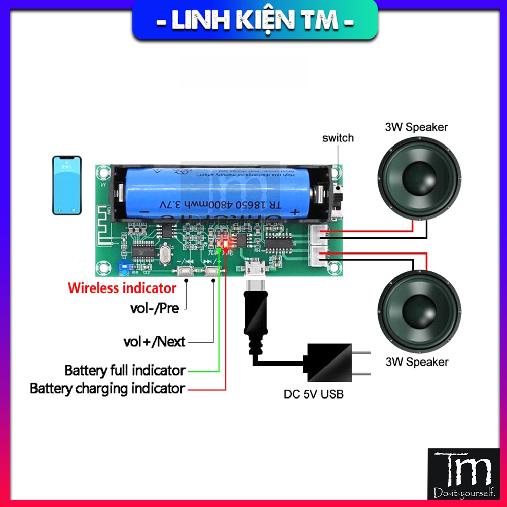 Mạch Loa Bluetooth 2*3W PAM8403 (XH-M153)