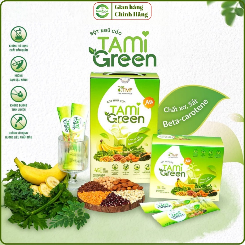 Bột ngũ cốc Tami Green mới hạt nảy mầm dinh dưỡng giàu chất xơ tốt cho tiêu hóa – Tâm Minh Foods