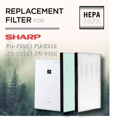 Sharp KC-830E/KC-930E/FU-Y30E/FU-Z31E/ Compatible Economical Dust Filter with Added Green Pre-Filter for Longer Filter Life [Free Alcohol Swab] [SG Seller] [7 Days Warranty] [HEPAPAPA]