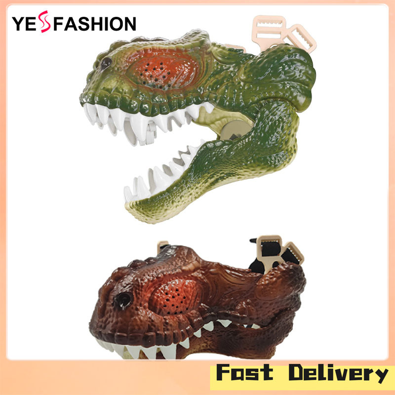 Yesfashion Store IN stock Funny Dinosaur Mask With Spray Light Sound Changing Mouth Movable Halloween Mask Toys For Boys Girls Party Gifts ราคา 433 บาท*ส่งฟรี