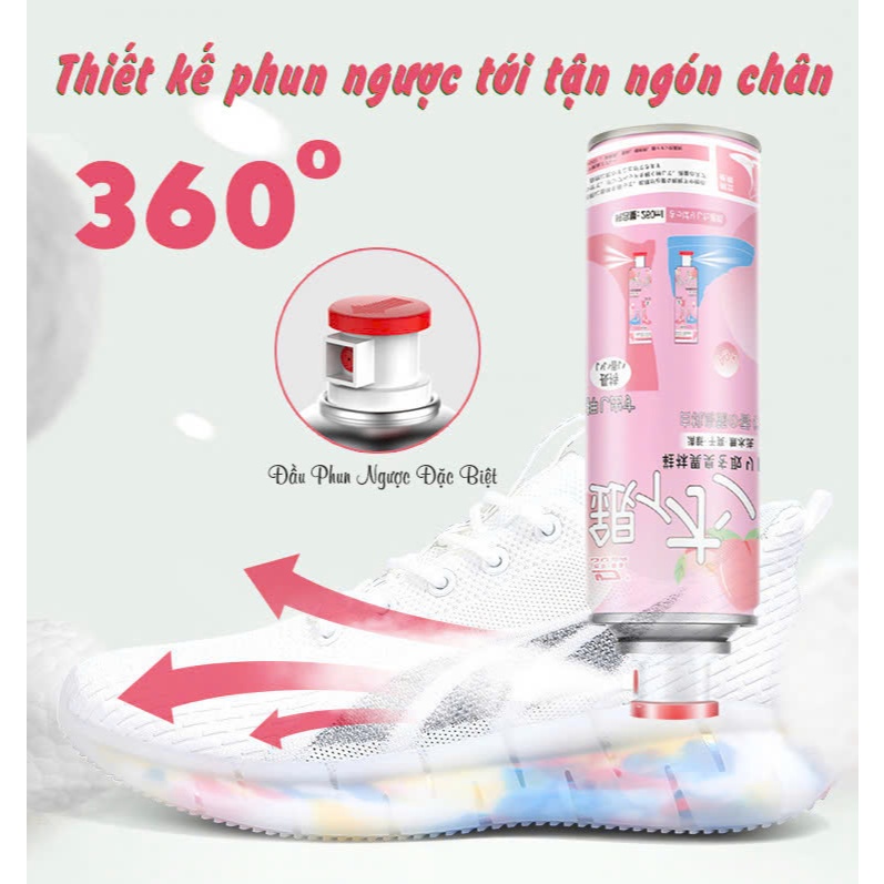 (Combo 5 chai) Xịt khử mùi giày dép 260ml nano bạc hương chanh hương đào Nam Nữ