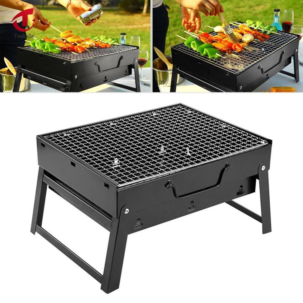 Teabelle 35*27*20cm xách tay ngăn kéo có thể gập lại nướng BBQ với lưới sắt cắm trại ngoài trời dụng cụ tiệc