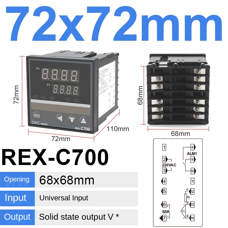 Bộ Điều Khiển Nhiệt Độ REX C700 SSR V * An | tùy chọn khác Bộ Điều Khiển REX C100/400/700/900, PID 0-1300°C, 4-20mA, SSR/Relay, Đa Màu, Công Nghiệp, IP54, Kèm Bộ Kit
