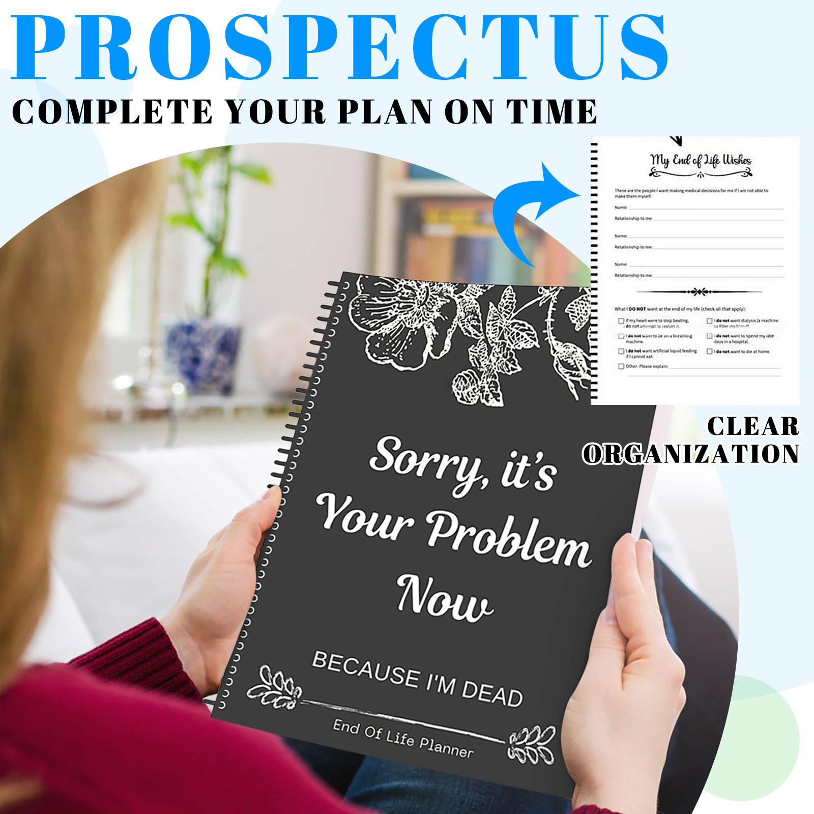 Black End Of Life Planner Stress-Reducing Sorry It’S Your Problem Now Because I'm Dead Agenda Book Legacy Planning Notebook SDFF