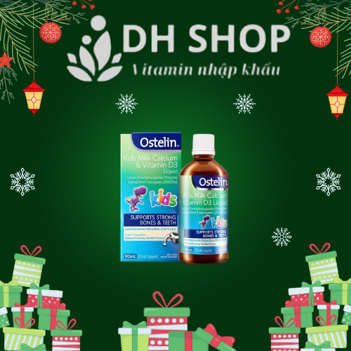 [NK Úc] Canxi và vitamin D3 200IU dạng nước cho bé Ostelin Kids Milk Calcium &amp; Vitamin D3 Liquid 90ml của Úc - DH Shop