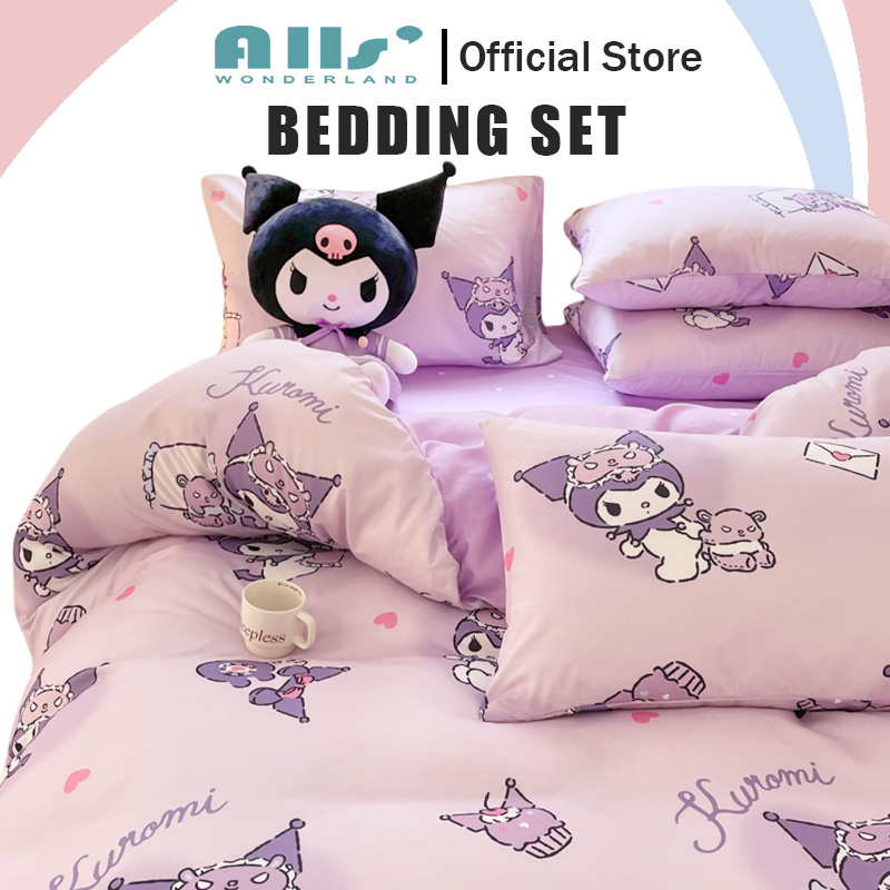Alls' Wonderland 4in1 Bed Sheet Set Quilt Cover Set Washable Sanrio Kuromi Cinnamoroll Kitty Bedding Sets ราคา 754 บาท*ส่งฟรี