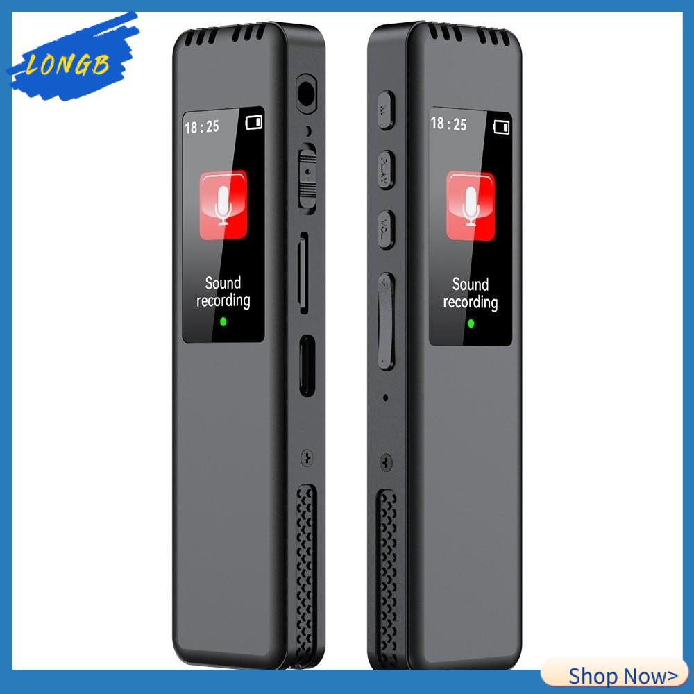 LONGB Di động Bút ghi âm kỹ thuật số Hỗ trợ tối đa thẻ 128GB Ghi âm 1536Kbps Máy nghe nhạc MP3 Chất lượng cao Giảm tiếng ồn HD Máy ghi âm Phỏng vấn việc làm