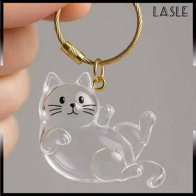 Lasle Phim Hoạt Hình Mèo Hình Dạng Con Chó Mèo Tóc Lưu Trữ Hộp Tóc Trong Suốt Chải Chuốt Pet Tóc Keychain DIY Handmade Keyring Mặt Dây Chuyền Ba Lô - 6