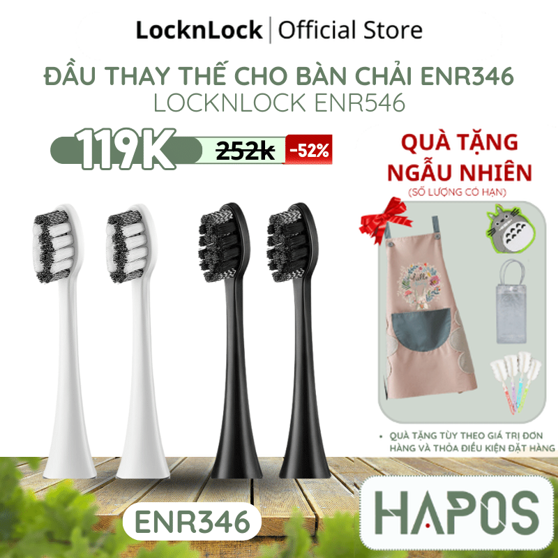 Bộ 4 đầu bàn chải điện thay thế LocknLock electric toothbrush heads màu trắng ENR546WHT - HAPOS