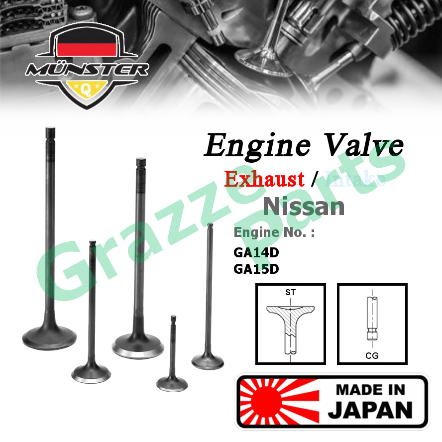 (4pc) Mnster Engine Valve Exhaust (24.0mm) 13202-57Y00 Nissan Sentra N16 B13 B14 Serena C23 AD Resor