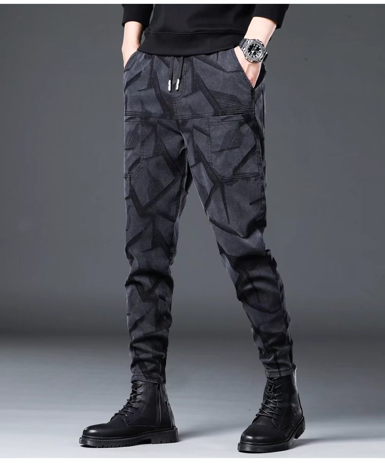 *Loose Tie-Leg Jeans Men Camouflage Casual Pants Men Thin Men Pants