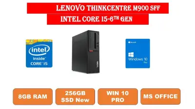 LENOVO ThinkCentre M900 SFF Desktop Intel Core i5-6th gen 8GB RAM,brand new 256GB SSD (OS Install) windows 10 pro,Ms office(Refurbished)