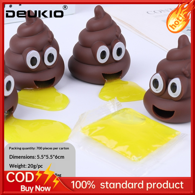 DEUKIO Funny Poop Stress Ball with Sticky Yellow Spit - Hilarious Squishy Toy for Stress Relief and Pranks ราคา 27 บาท*ส่งฟรี