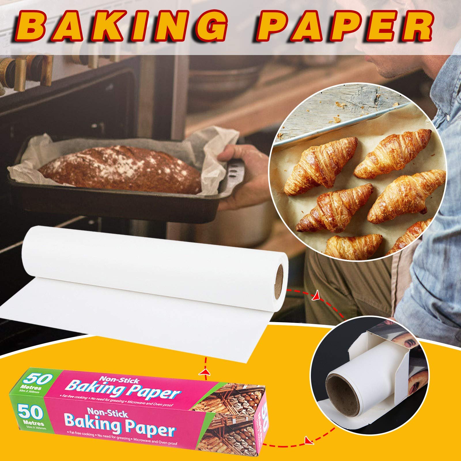 1roll Non-stick Baking Paper, Minimalist White Parchment Paper Roll For  Kitchen