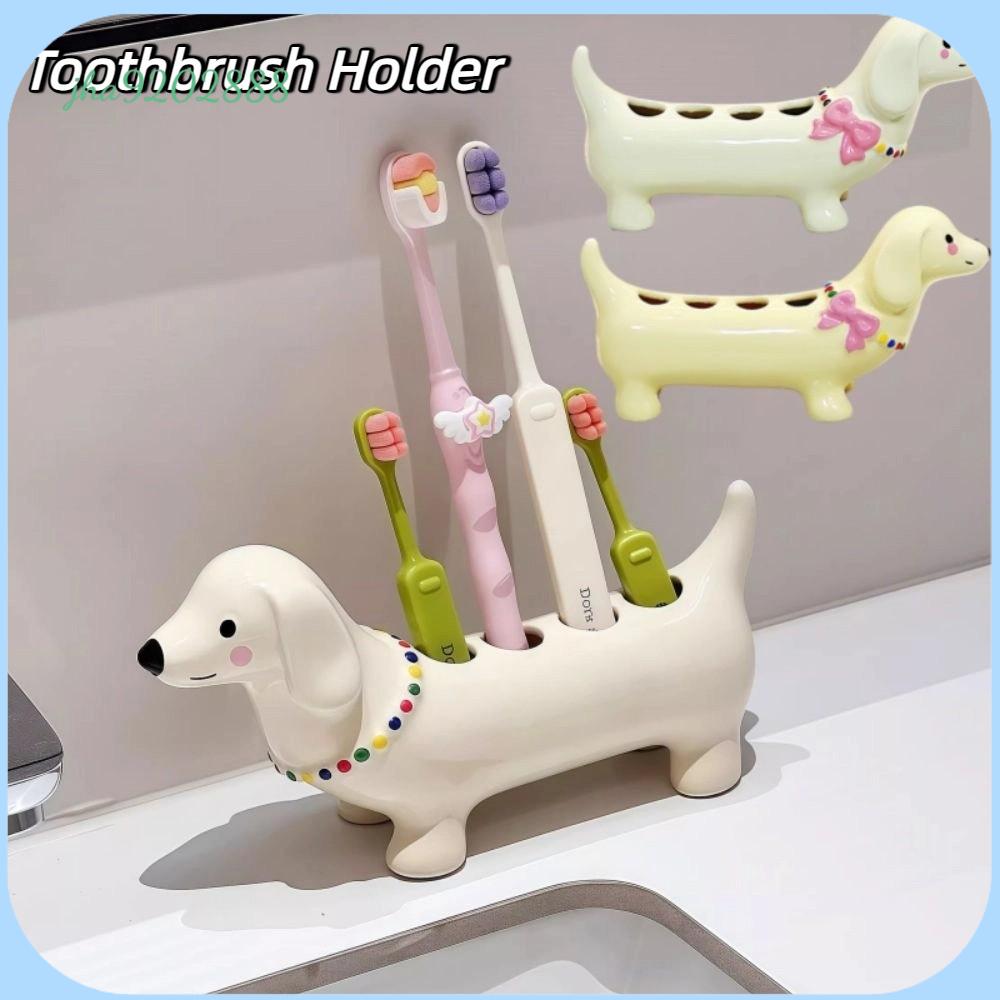 JHA9202888 4 lỗ Đế bàn chải đánh răng cho chó Dachshund Gốm sứ Phim hoạt hình Ins Giá đỡ bàn chải đánh răng  Bền bỉ Để lưu trữ trong phòng tắm