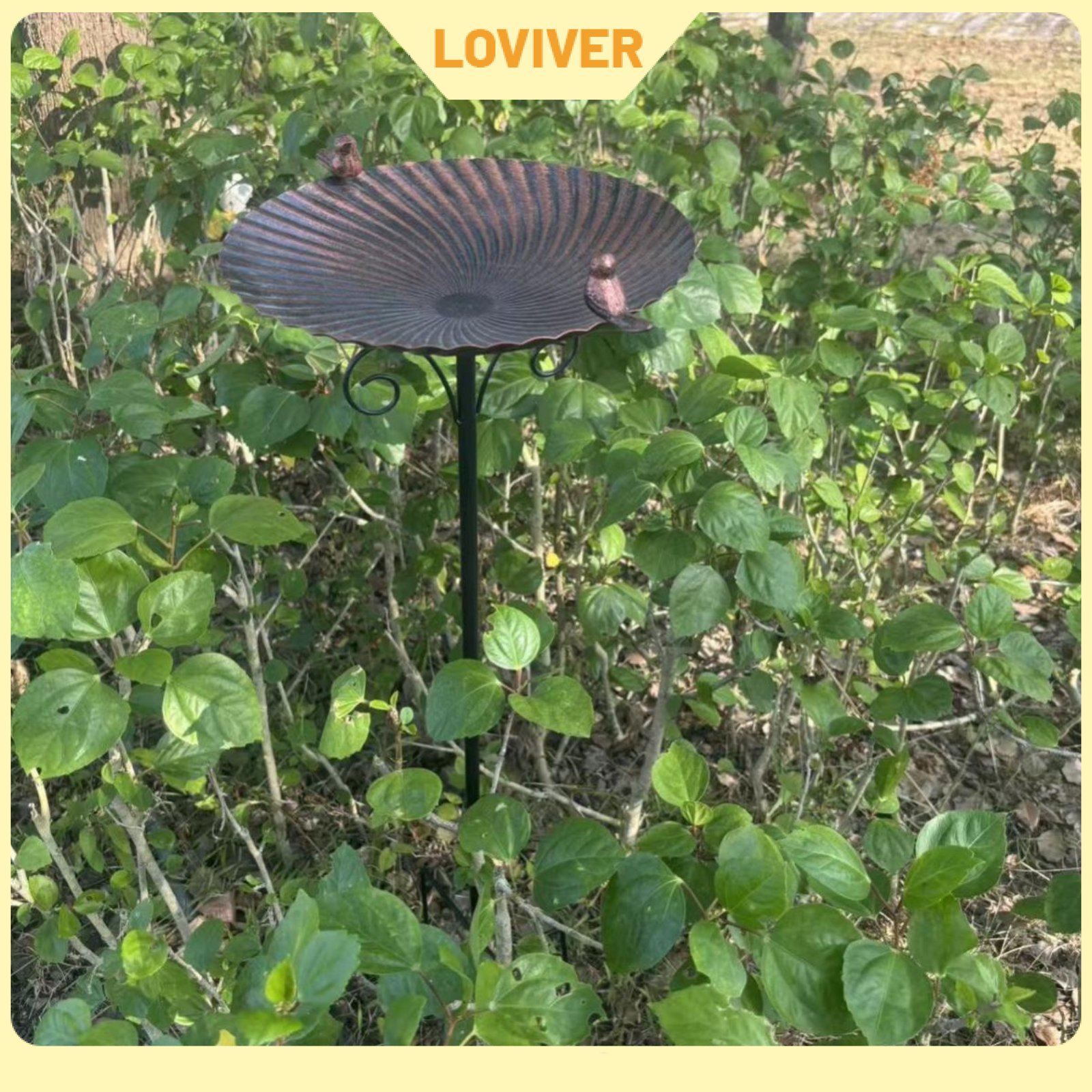 อาหารและอุปกรณ์สัตว์เลี้ยง Loviver ดีไซน์วินเทจอ่างอาบน้ำนกอิสระ 2-in-onePurpose อ่างน้ำนกอิสระ Weatherproof สัตว์ป่าอุปกรณ์เสริมทำความสะอาดง่ายสำหรับสวน, ลานบ้าน