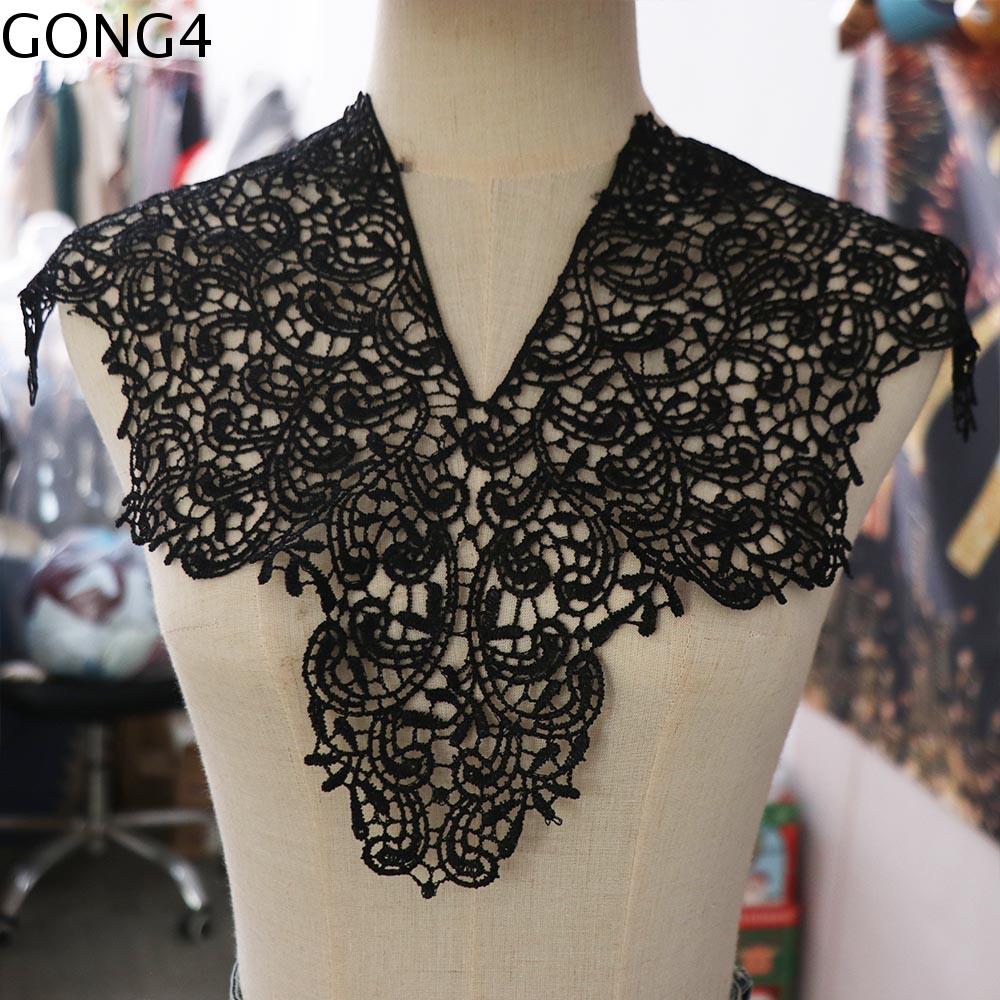 GONG4 Vải Thêu Đường viền cổ áo ren Băng đeo cổ Có thể tháo rời Đường viền cổ áo nữ Thanh lịch Rỗng 