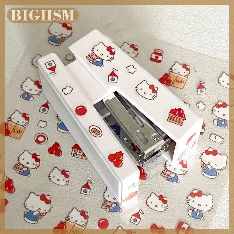 BIGHSM Phim Hoạt Hình Sanrio Hello Kitty Mini Stapler Set Xách Tay Giấy Máy Tính Ràng Buộc Văn Phòng Phẩm Văn Phòng Trường Nguồn Cung Cấp Cô Gái Quà Tặng