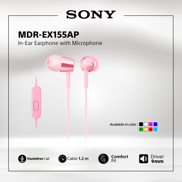 SONY MDR-EX155AP PINK EARPHONE WITH MIC / EX155AP / EX-155AP Harga  266,000 Ringgit*Penghantaran Percuma