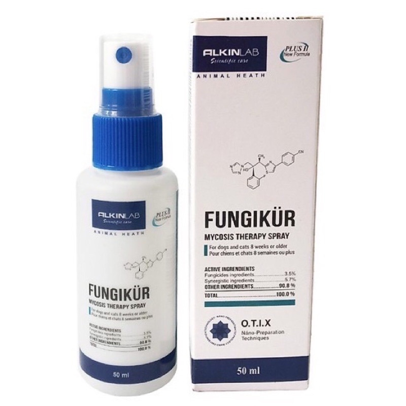 CHÍNH HÃNG Xịt trị nấm viêm da cho chó mèo LNA ALKIN FUNGIKUR cao cấp 50ml