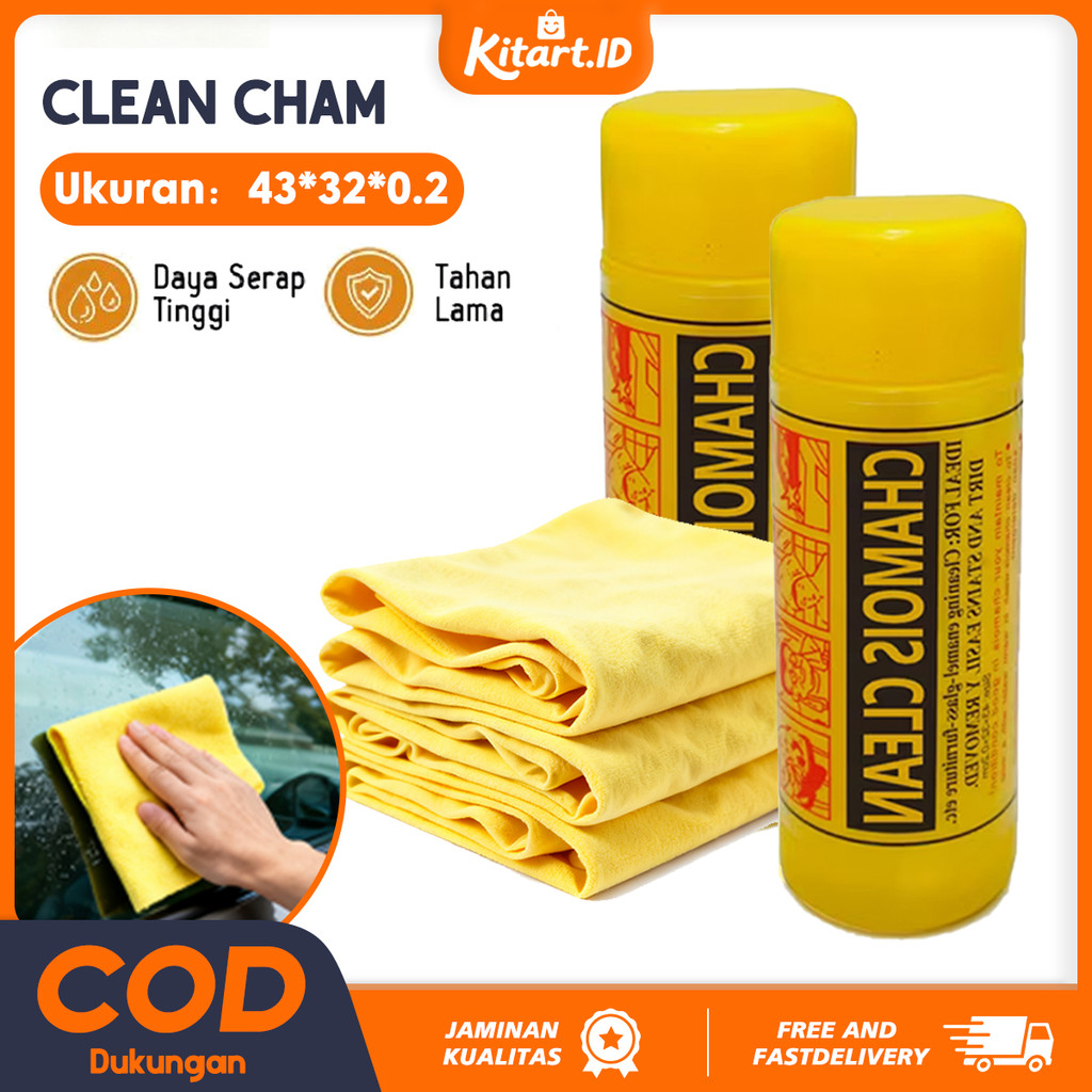 3PCS Kanebo Clean Cham Jumbo 43x32 cm Kering tanpa Noda/ Lap Serbaguna Daya Serap Kuat untuk Cuci Mobil & Motor Harga 14,632 rupiah*Gratis Ongkir