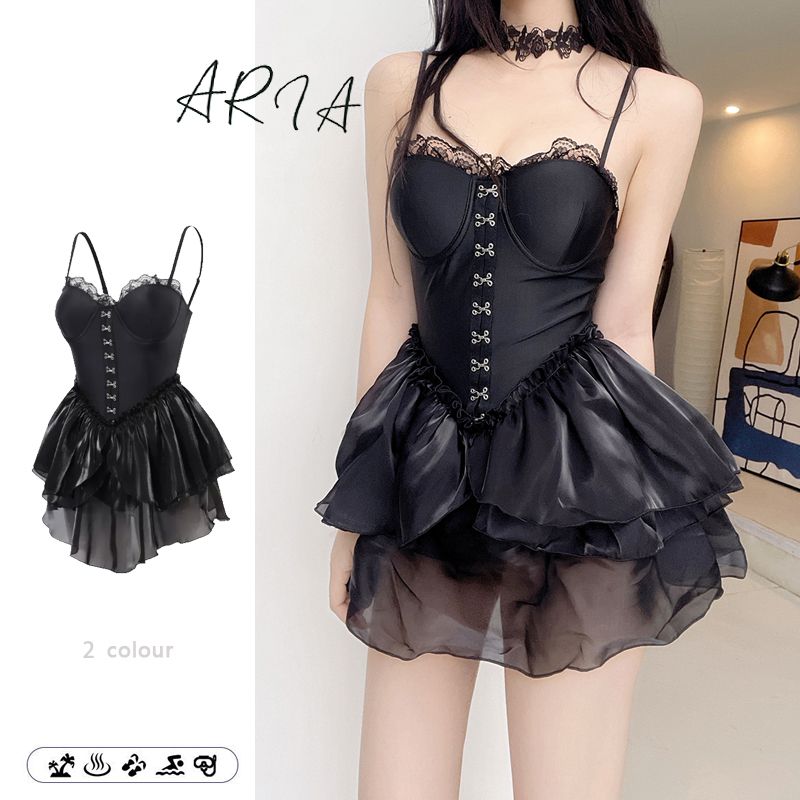 [เทศกาลสงกรานต์] [Hot Sell] ชุดเดรสสายเดี่ยวสีดำพร้อมวงแหวนเหล็กสำหรับวันหยุดริมทะเล ราคา 491 บาท*ส่งฟรี