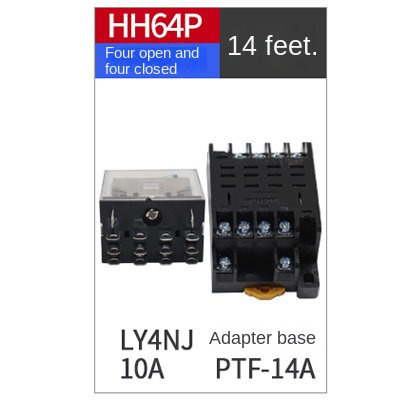 Rơ-le Trung Gian CNAOM LY2NJ (HH62P), LY3NJ (HH63P), LY4NJ (HH64P) | 12V, 24V, 220V | Có Đèn | Tùy Chọn Đế | Hàng Chính Hãng - LY4NJ (HH64P) Kèm Đế - AC220V