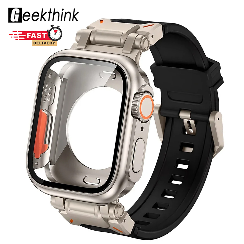 GEEKTHINK Silicone Strap+Case for iWatch Band 44mm 45mm 46mm Cover TPU band For IWatch Series 10 9 8 7 6 SE2/SE 5 4 Change To Ultra 2 ราคา 452 บาท*ส่งฟรี