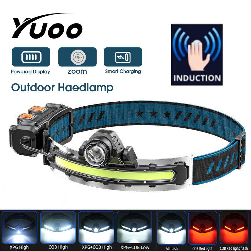 Yuoo zoom đèn pha đèn pha Led 7 Chế độ siêu Đèn pha sáng đèn pin dài-khoảng cách chiếu sáng đèn pha cho chạy bộ câu cá cắm trại