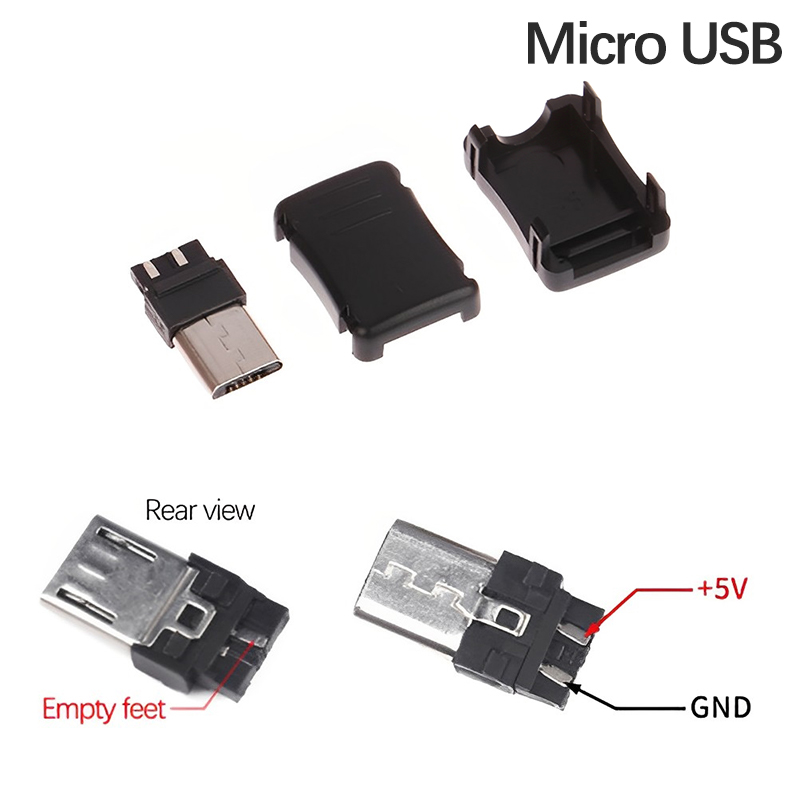 Eoy 5 bộ đầu đực mini usb micro usb type c kèm vỏ đầu nối giắc micro usb đầu cắm đuôi ổ cắm vỏ nhựa