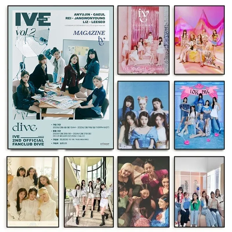 2025 Kpop IVE Poster Wall Art Studio Album Ive IVE Korean Fashion Cute Group Idol Picture Canvas Painting Room Home Decor Fans Gift