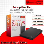 Seagate Backup Plus Slim Portable Hard Drive, 1TB/2TB, USB 3