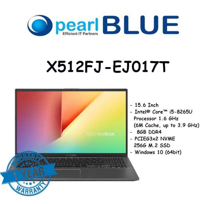 ASUS VivoBook 15.6 X512FJ-EJ017T / i5-8265U / 8GB DDR4 / 256GB PCIEG3x2 NVME M.2 SSD / MX230