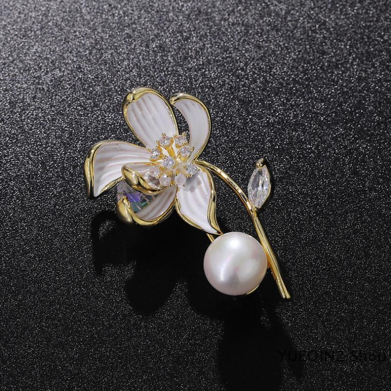 YUEQIN2 Shop Thời trang men dát Kim Cương Ngọc Trai Hoa Trâm pins quần áo trang trí ngực hoa quần áo trang sức phụ kiện Quà Tặng