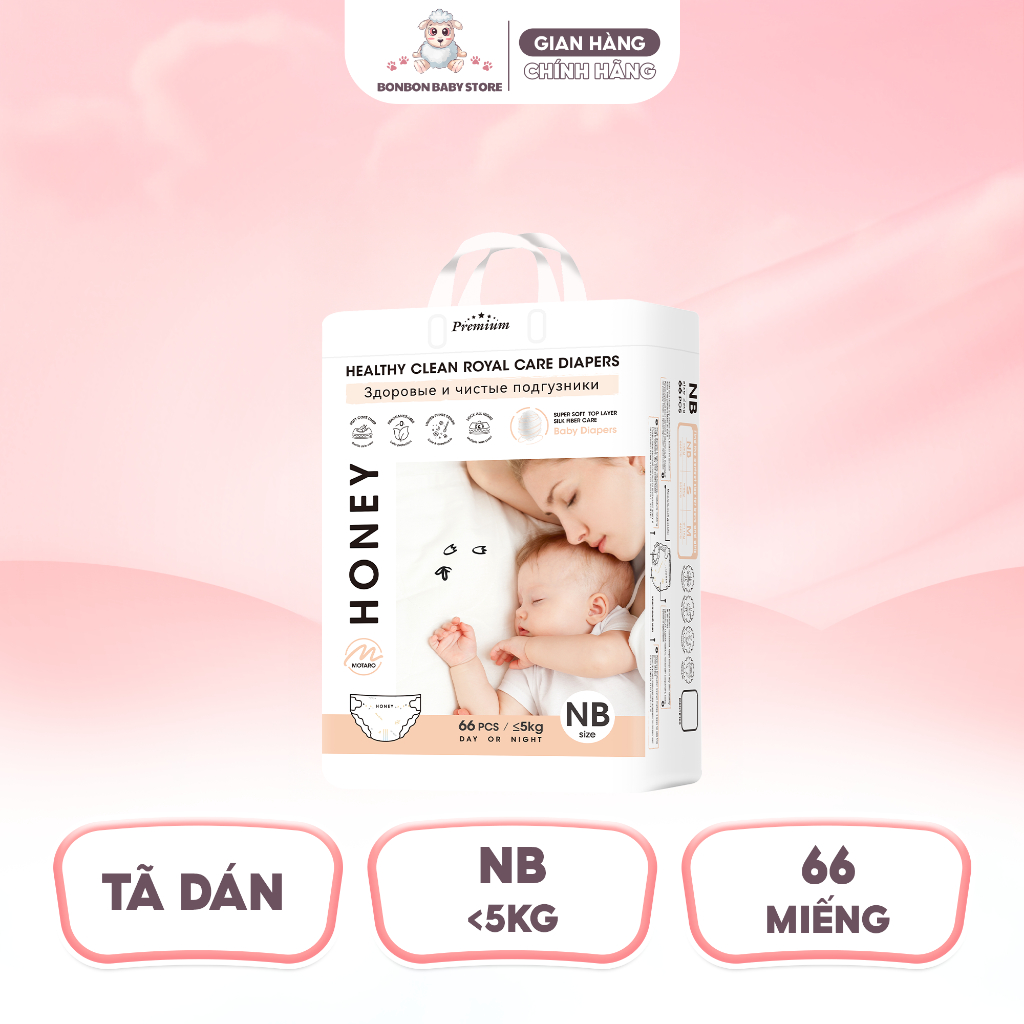 [1 BỊCH] Tã Bỉm Dán/Quần Honey Premium Chính Hãng Đủ Size Cho Bé Thoải Mái 4-20kg - 4