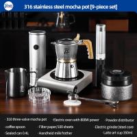 BINCOO Three-Valve Moka Pot 316 Stainless Steel Home Coffee Maker Compact Italian Espresso Maker 2Cups