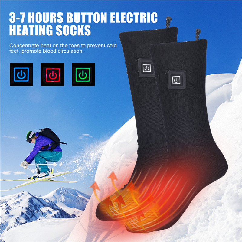 Electric Heated Sock Rechargeable Battery 3.7V 2X4000mAh Foot Warm Winter Skiing 