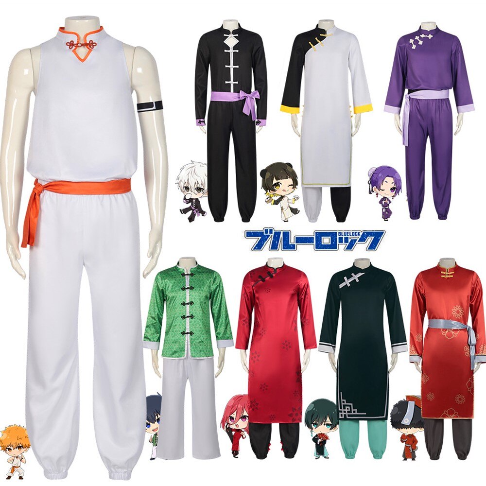 Anime Blue Lock Cosplay Costume Chinese Traditional Kung Fu Tang Set For