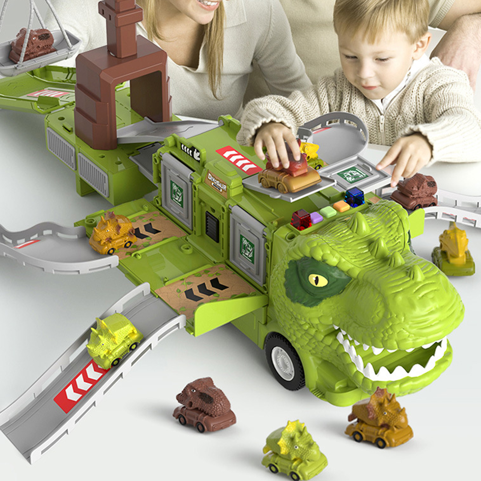 Bianyi chắc và bền Đồ chơi xe hơi đồ chơi hình khủng long xe có thể gập lại khủng long Xe tải đồ chơi với mini xe hoàn hảo quà sinh nhật cho bé trai