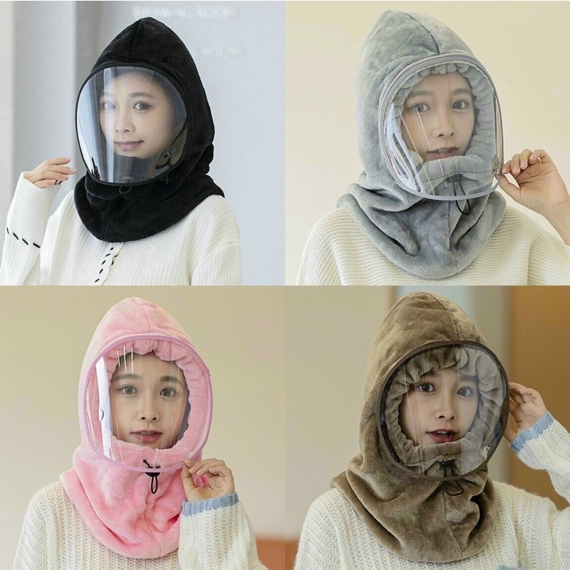 Mũ Lông Kín Mặt, Kèm Kính Chắn Gió, Chắn Giọt Bắn, Chống Bụi Cao Cấp