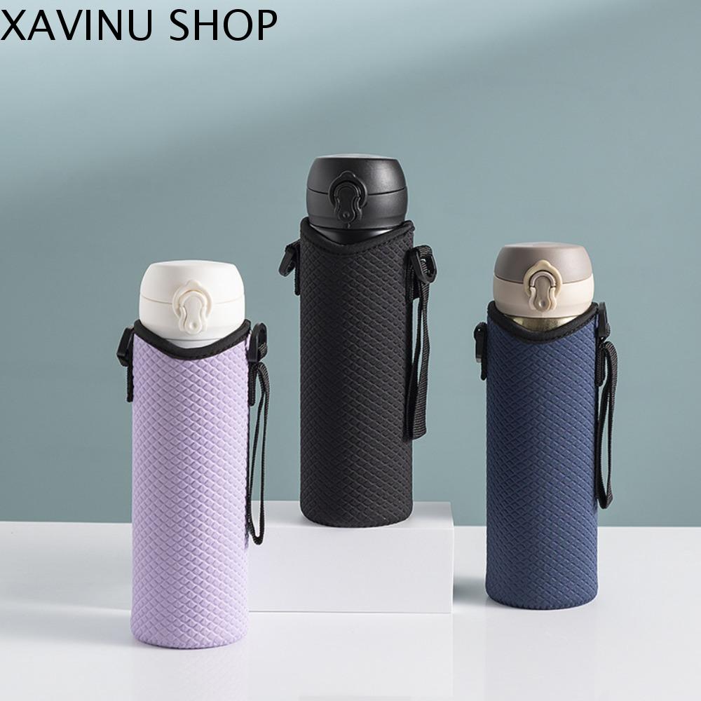 XAVINU 2pcs Neoprene Bao bì chai nước thể thao Kết cấu kẻ sọc Chống thấm nước Túi đựng chai nước cách nhiệt Túi đựng cốc Dây đeo vai có thể điều chỉnh Hộp đựng chai nước Cắm trại