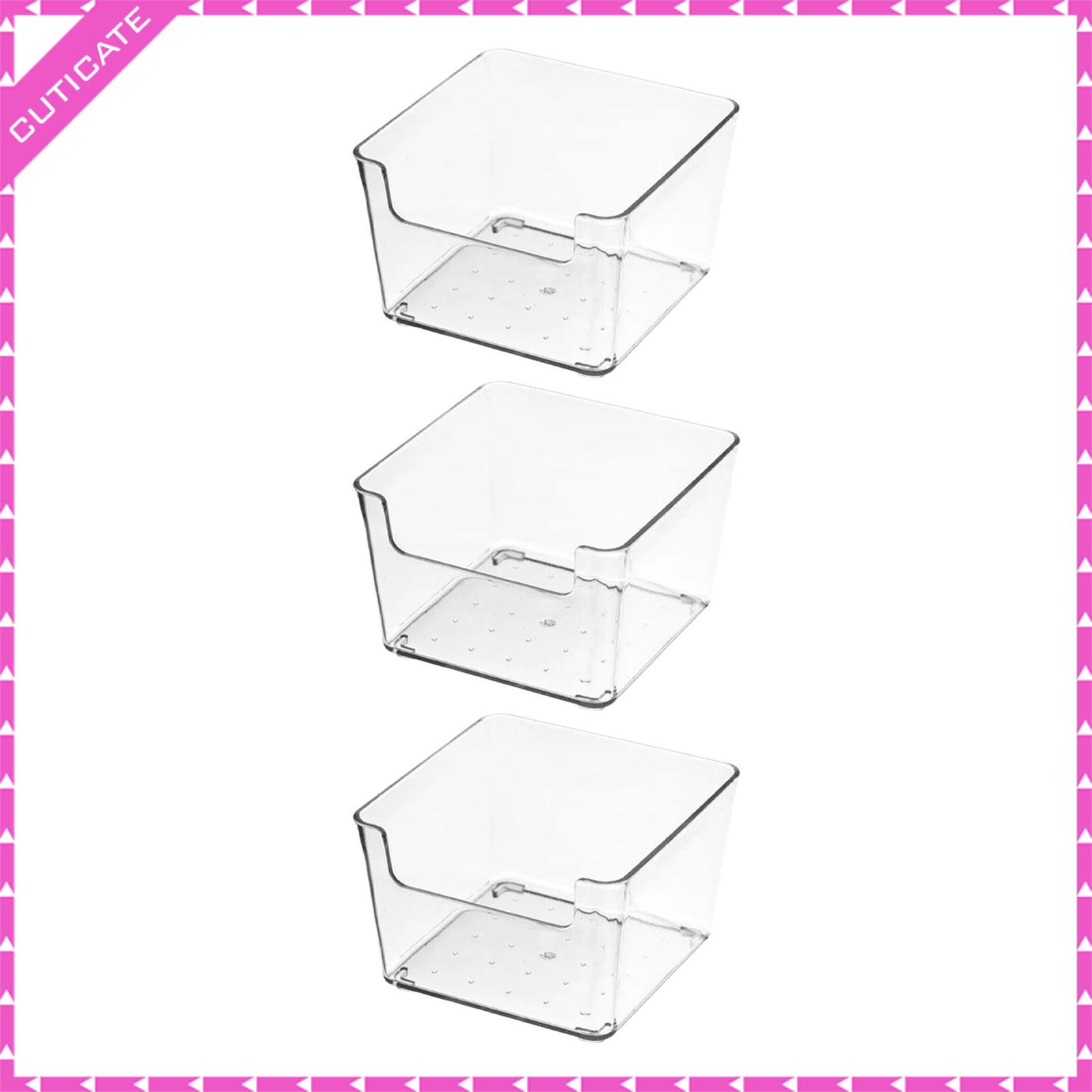 CUTICATE 3Pcs Clear Drawer Organizer Desk Storage Container Desktop Organizer for Makeup Underwear Household Bedroom Cupboard