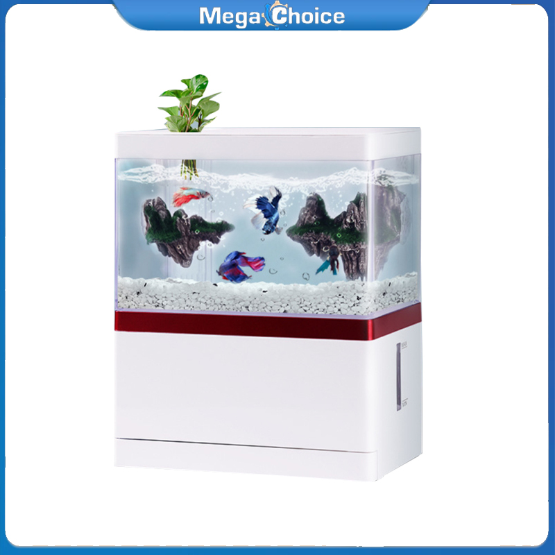 MegaChoice Fish Tank, Rectangular Tank, Small Aquarium, Desktop Clear Aquarium, Acrylic Transparent Self-Circulating Tank For Betta Goldfish Turtle Small Fish Desktop Decoration ราคา 792 บาท*ส่งฟรี