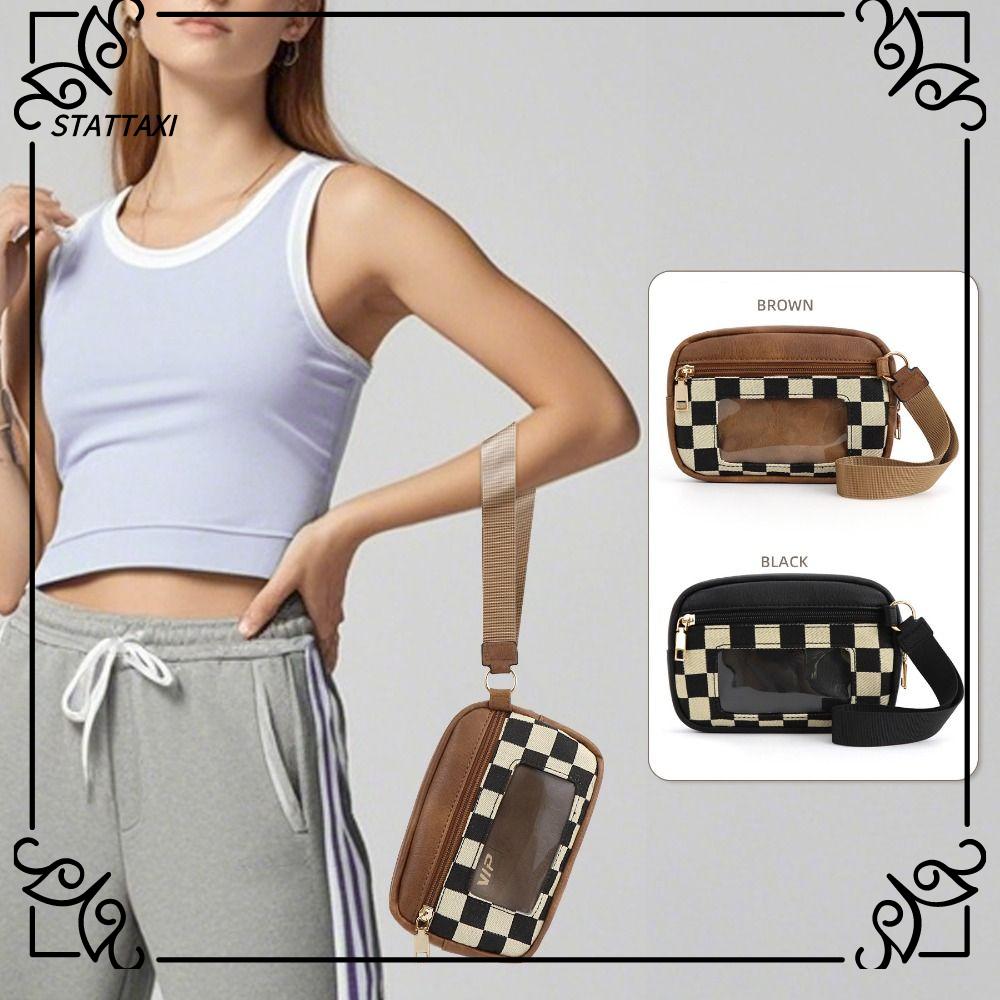 STATTAXI Nylon Ví đeo tay Có 3 khóa Không thấm nước Túi xách Bền Họa tiết bàn cờ Ví đựng tiền xu Dành cho cả nam và nữ