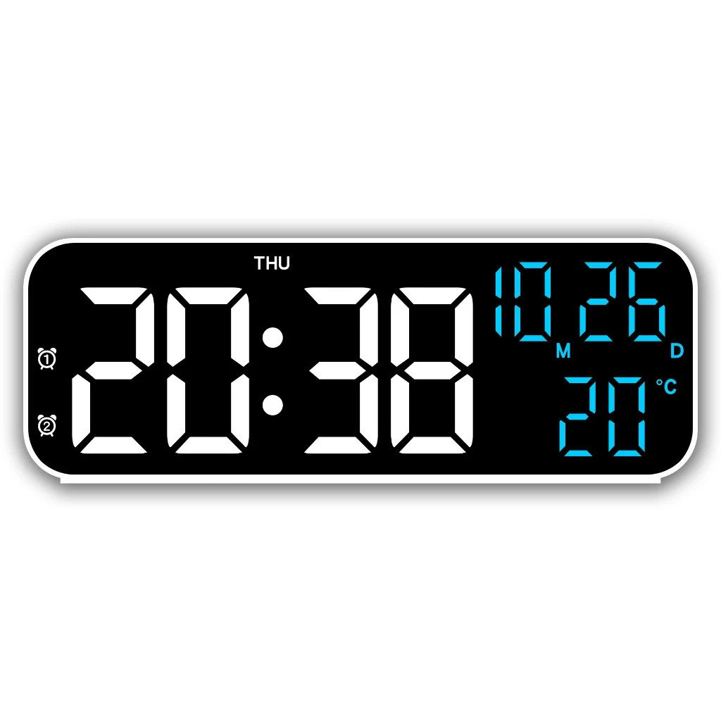 FU-BANG นาฬิกาดิจิตอลติดผนัง นาฬิกาดิจิตอล นาฬิกาแขวนผนัง LED DIGITAL CLOCK แบบติดผนัง มีไฟแบ็คไลท์ Ledแสดงวันที่ อุณหภูมิ