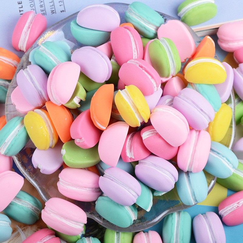 Charm bánh macaron nửa chiếc trang trí slime làm mô hình trang trí ốp