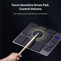 Portable Digital Drum Kit with 2 Speakers 9 Pads Color Lighting Supports BT MIDI Adjustable Sensitivity Electric Drum Pads with Drumsticks Foot Pedal