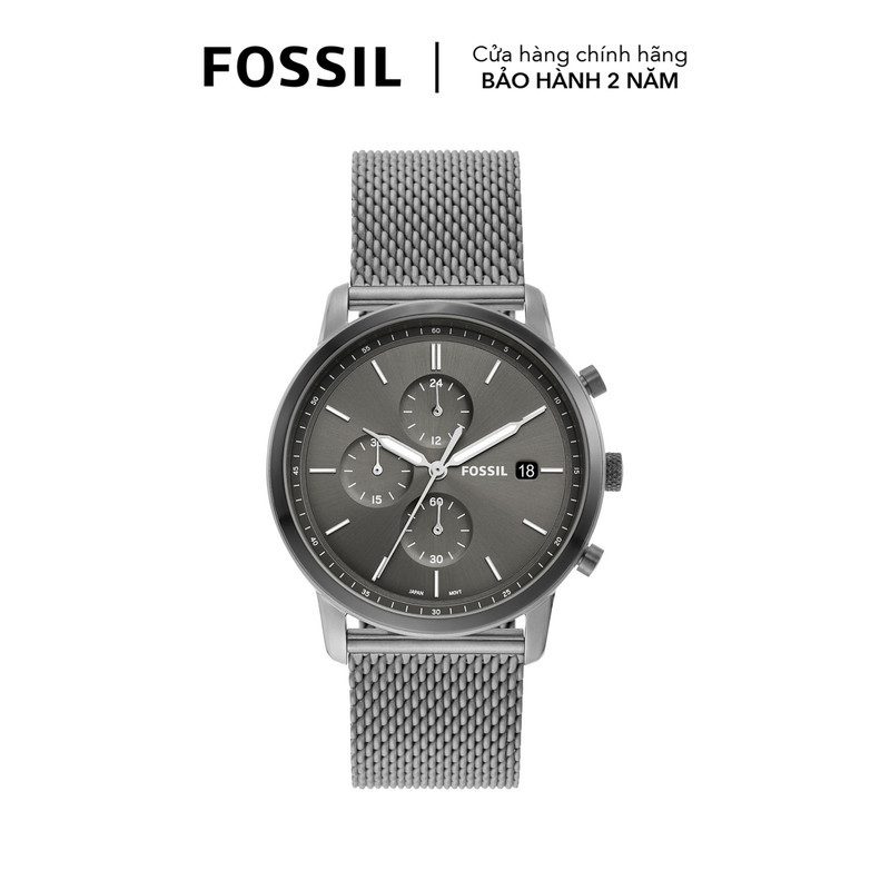 Đồng hồ nam fossil minimalist dây kim loại, mặt 42 mm, màu bạc, fs5944