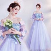 Light Purple Flower Bride Wedding Toast Dress by Elegant Princess