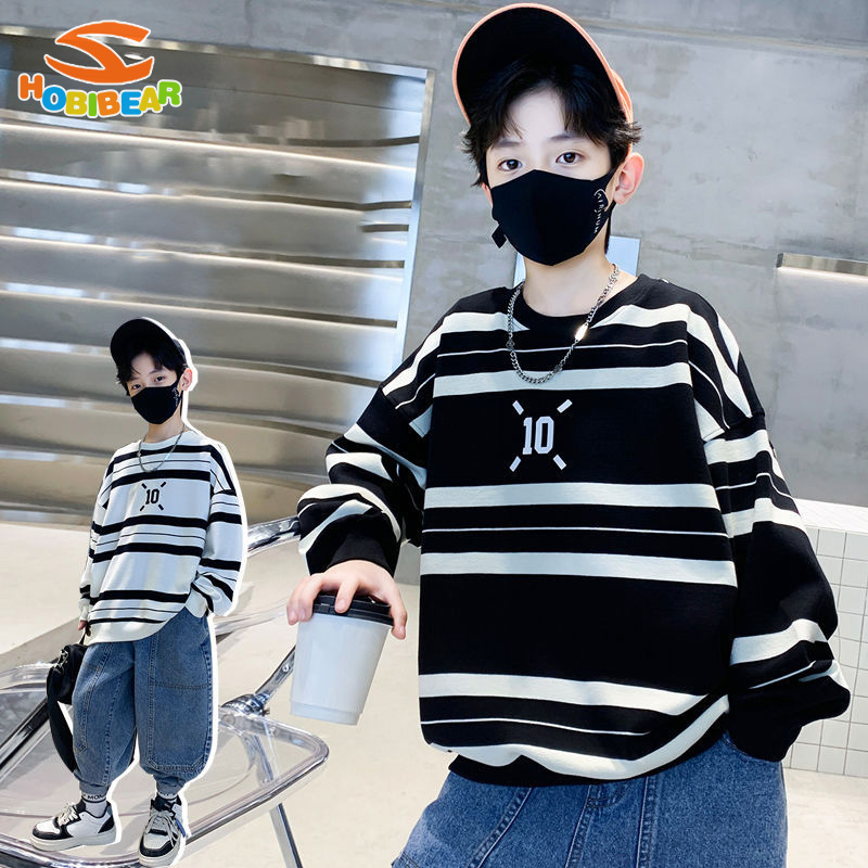 HOBIBEAR Boys sweatshirt new striped t-shirt handsome fashion top ราคา 222 บาท*ส่งฟรี